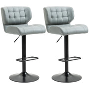 Aosom Bar Stool Grey Swivel Faux Leather Adjustable Bar Stools (Set of 2) - Available in 6 Colours