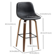 Aosom Bar Stool Mid-Back Faux Leather Upholstery Bar Stools (Set of 2) - Available in 2 Colours