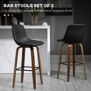 Aosom Bar Stool Mid-Back Faux Leather Upholstery Bar Stools (Set of 2) - Available in 2 Colours