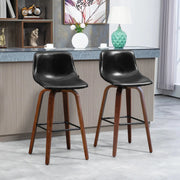 Aosom Bar Stool Mid-Back Faux Leather Upholstery Bar Stools (Set of 2) - Available in 2 Colours