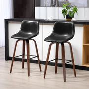 Aosom Bar Stool Mid-Back Faux Leather Upholstery Bar Stools (Set of 2) - Available in 2 Colours