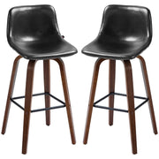 Aosom Bar Stool Mid-Back Faux Leather Upholstery Bar Stools (Set of 2) - Available in 2 Colours