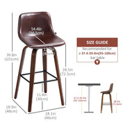 Aosom Bar Stool Mid-Back Faux Leather Upholstery Bar Stools (Set of 2) - Available in 2 Colours