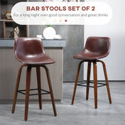 Aosom Bar Stool Mid-Back Faux Leather Upholstery Bar Stools (Set of 2) - Available in 2 Colours