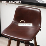 Aosom Bar Stool Mid-Back Faux Leather Upholstery Bar Stools (Set of 2) - Available in 2 Colours
