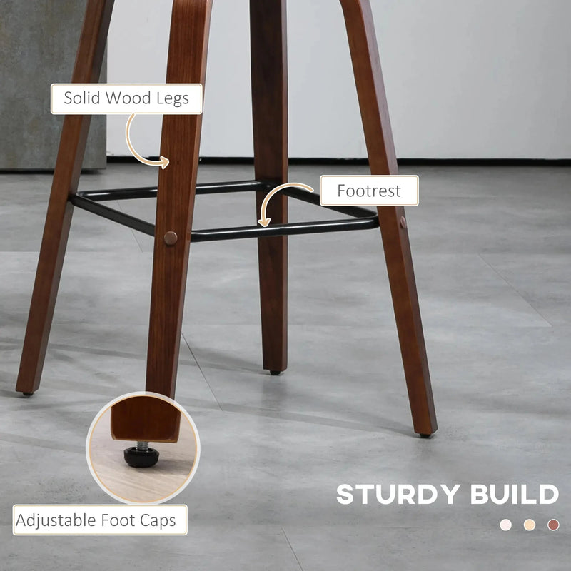 Aosom Bar Stool Mid-Back Faux Leather Upholstery Bar Stools (Set of 2) - Available in 2 Colours