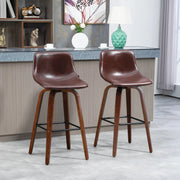 Aosom Bar Stool Mid-Back Faux Leather Upholstery Bar Stools (Set of 2) - Available in 2 Colours