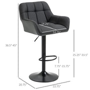 Aosom Bar Stool Swivel Adjustable Bar Stools (Set of 2) With Faux Leather and Linen Touch Fabric - Available in 5 Colours