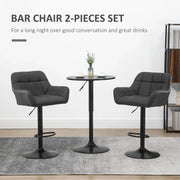 Aosom Bar Stool Swivel Adjustable Bar Stools (Set of 2) With Faux Leather and Linen Touch Fabric - Available in 5 Colours