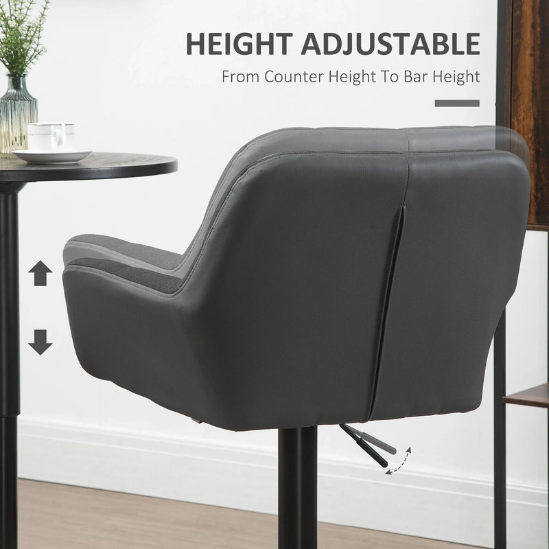 Aosom Bar Stool Swivel Adjustable Bar Stools (Set of 2) With Faux Leather and Linen Touch Fabric - Available in 5 Colours