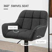 Aosom Bar Stool Swivel Adjustable Bar Stools (Set of 2) With Faux Leather and Linen Touch Fabric - Available in 5 Colours