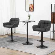 Aosom Bar Stool Swivel Adjustable Bar Stools (Set of 2) With Faux Leather and Linen Touch Fabric - Available in 5 Colours