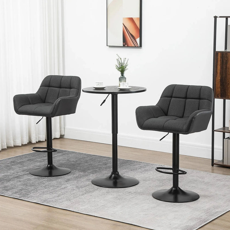 Aosom Bar Stool Swivel Adjustable Bar Stools (Set of 2) With Faux Leather and Linen Touch Fabric - Available in 5 Colours