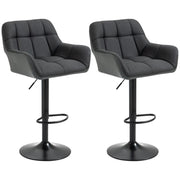 Aosom Bar Stool Swivel Adjustable Bar Stools (Set of 2) With Faux Leather and Linen Touch Fabric - Available in 5 Colours