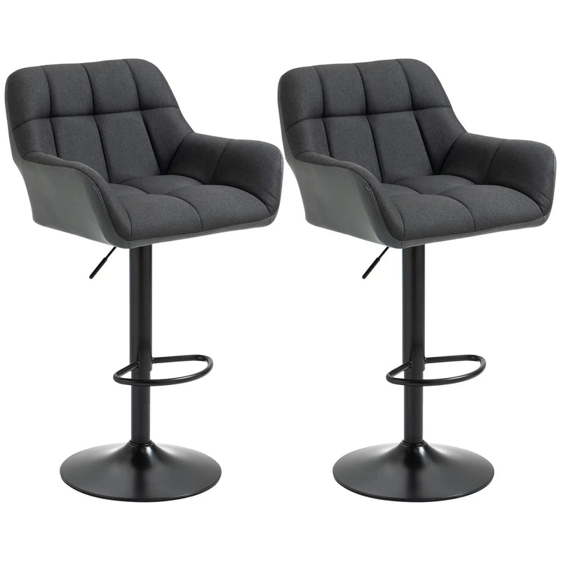 Aosom Bar Stool Swivel Adjustable Bar Stools (Set of 2) With Faux Leather and Linen Touch Fabric - Available in 5 Colours