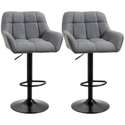 Aosom Bar Stool Swivel Adjustable Bar Stools (Set of 2) With Faux Leather and Linen Touch Fabric - Available in 5 Colours