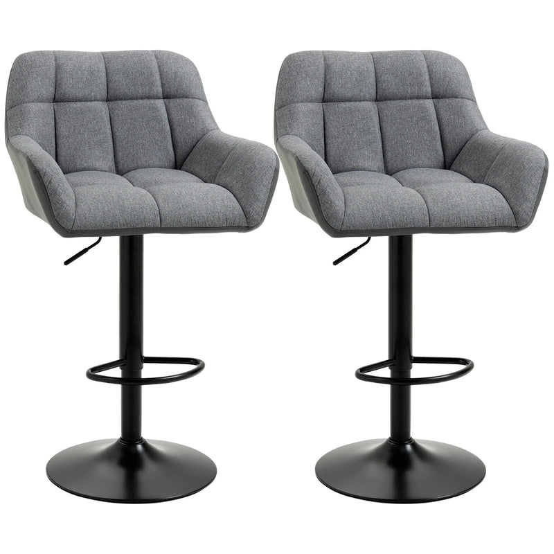 Aosom Bar Stool Swivel Adjustable Bar Stools (Set of 2) With Faux Leather and Linen Touch Fabric - Available in 5 Colours