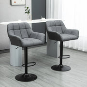 Aosom Bar Stool Swivel Adjustable Bar Stools (Set of 2) With Faux Leather and Linen Touch Fabric - Available in 5 Colours