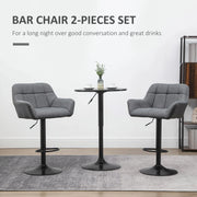 Aosom Bar Stool Swivel Adjustable Bar Stools (Set of 2) With Faux Leather and Linen Touch Fabric - Available in 5 Colours