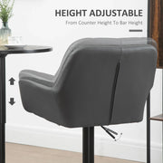 Aosom Bar Stool Swivel Adjustable Bar Stools (Set of 2) With Faux Leather and Linen Touch Fabric - Available in 5 Colours