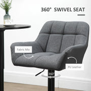 Aosom Bar Stool Swivel Adjustable Bar Stools (Set of 2) With Faux Leather and Linen Touch Fabric - Available in 5 Colours