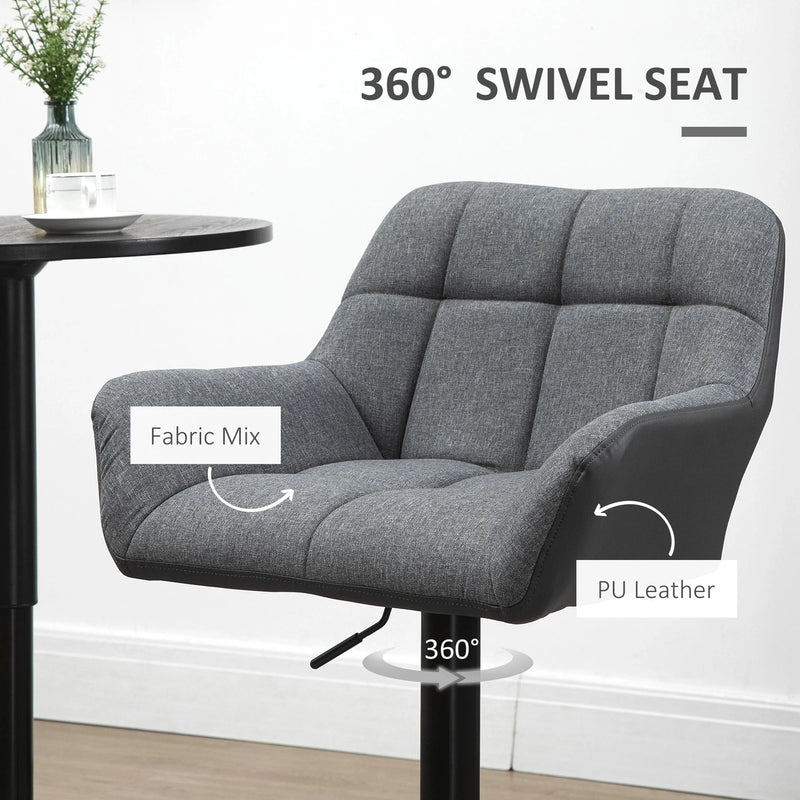 Aosom Bar Stool Swivel Adjustable Bar Stools (Set of 2) With Faux Leather and Linen Touch Fabric - Available in 5 Colours