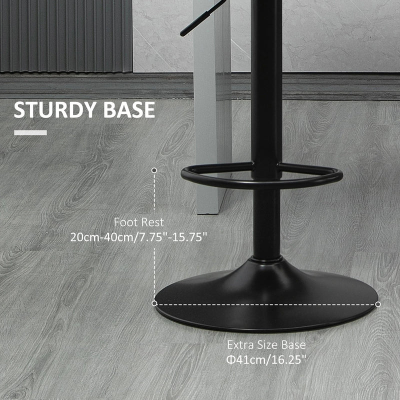 Aosom Bar Stool Swivel Adjustable Bar Stools (Set of 2) With Faux Leather and Linen Touch Fabric - Available in 5 Colours