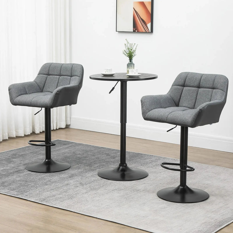 Aosom Bar Stool Swivel Adjustable Bar Stools (Set of 2) With Faux Leather and Linen Touch Fabric - Available in 5 Colours