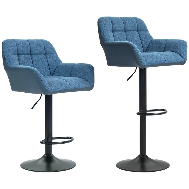 Aosom Bar Stool Swivel Adjustable Bar Stools (Set of 2) With Faux Leather and Linen Touch Fabric - Available in 5 Colours