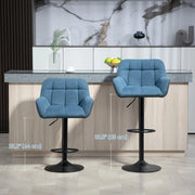 Aosom Bar Stool Swivel Adjustable Bar Stools (Set of 2) With Faux Leather and Linen Touch Fabric - Available in 5 Colours