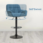 Aosom Bar Stool Swivel Adjustable Bar Stools (Set of 2) With Faux Leather and Linen Touch Fabric - Available in 5 Colours