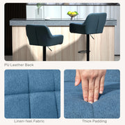 Aosom Bar Stool Swivel Adjustable Bar Stools (Set of 2) With Faux Leather and Linen Touch Fabric - Available in 5 Colours