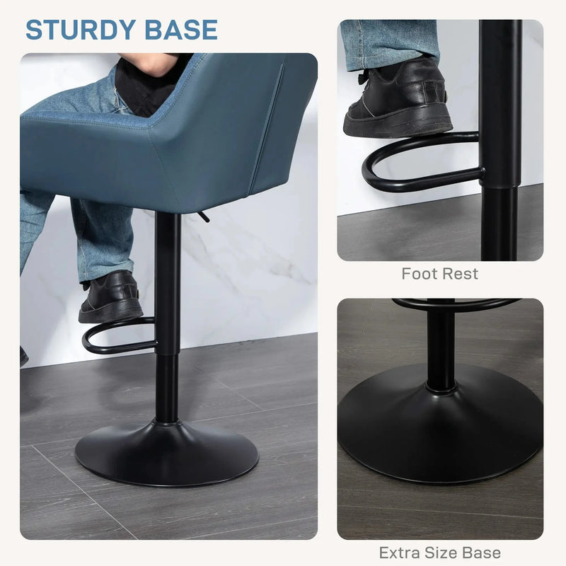 Aosom Bar Stool Swivel Adjustable Bar Stools (Set of 2) With Faux Leather and Linen Touch Fabric - Available in 5 Colours