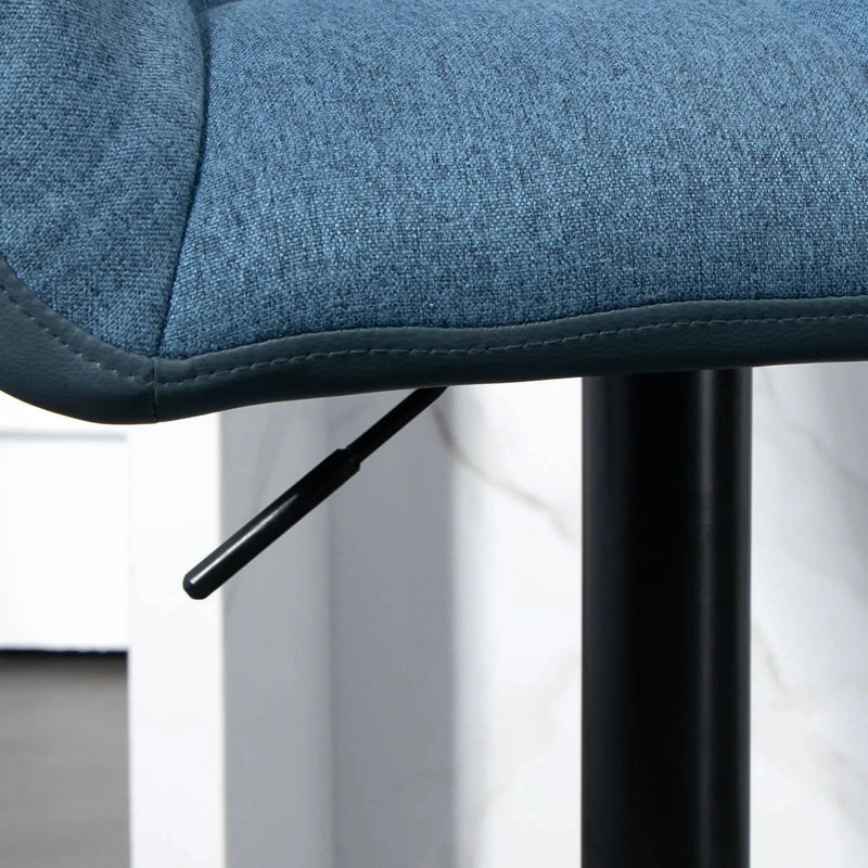 Aosom Bar Stool Swivel Adjustable Bar Stools (Set of 2) With Faux Leather and Linen Touch Fabric - Available in 5 Colours