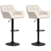Aosom Bar Stool Swivel Adjustable Bar Stools (Set of 2) With Faux Leather and Linen Touch Fabric - Available in 5 Colours
