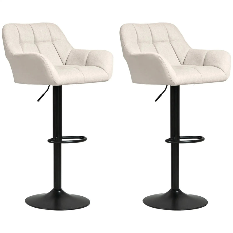 Aosom Bar Stool Swivel Adjustable Bar Stools (Set of 2) With Faux Leather and Linen Touch Fabric - Available in 5 Colours