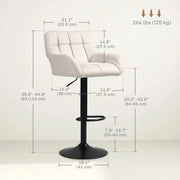 Aosom Bar Stool Swivel Adjustable Bar Stools (Set of 2) With Faux Leather and Linen Touch Fabric - Available in 5 Colours