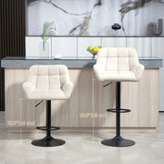 Aosom Bar Stool Swivel Adjustable Bar Stools (Set of 2) With Faux Leather and Linen Touch Fabric - Available in 5 Colours