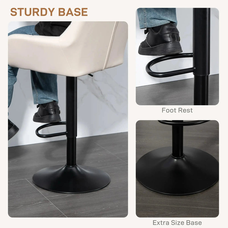 Aosom Bar Stool Swivel Adjustable Bar Stools (Set of 2) With Faux Leather and Linen Touch Fabric - Available in 5 Colours