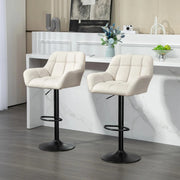 Aosom Bar Stool Swivel Adjustable Bar Stools (Set of 2) With Faux Leather and Linen Touch Fabric - Available in 5 Colours