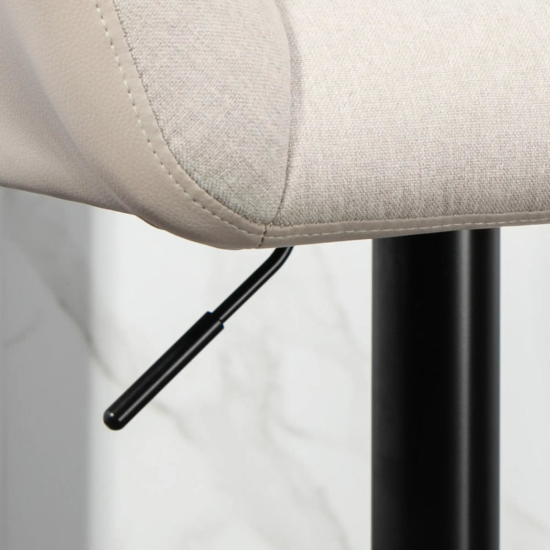 Aosom Bar Stool Swivel Adjustable Bar Stools (Set of 2) With Faux Leather and Linen Touch Fabric - Available in 5 Colours