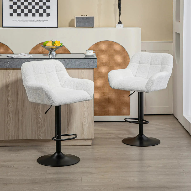 Aosom Bar Stool Swivel Adjustable Bar Stools (Set of 2) With Faux Leather and Linen Touch Fabric - Available in 5 Colours