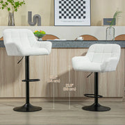 Aosom Bar Stool Swivel Adjustable Bar Stools (Set of 2) With Faux Leather and Linen Touch Fabric - Available in 5 Colours