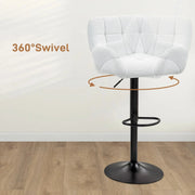 Aosom Bar Stool Swivel Adjustable Bar Stools (Set of 2) With Faux Leather and Linen Touch Fabric - Available in 5 Colours