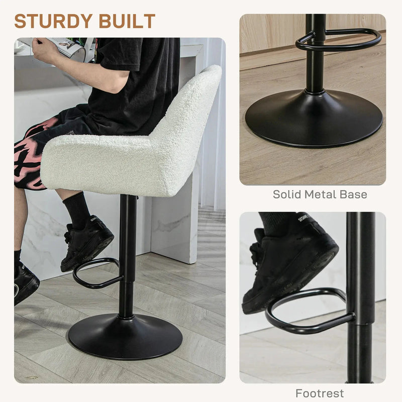 Aosom Bar Stool Swivel Adjustable Bar Stools (Set of 2) With Faux Leather and Linen Touch Fabric - Available in 5 Colours