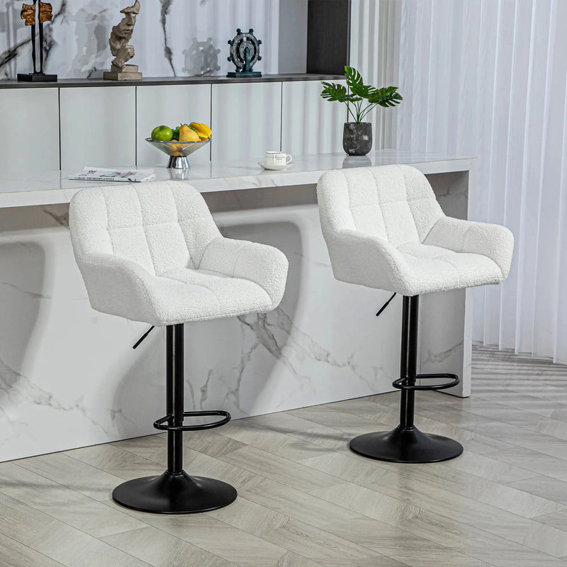 Aosom Bar Stool Swivel Adjustable Bar Stools (Set of 2) With Faux Leather and Linen Touch Fabric - Available in 5 Colours