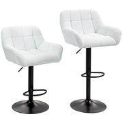 Aosom Bar Stool Swivel Adjustable Bar Stools (Set of 2) With Faux Leather and Linen Touch Fabric - Available in 5 Colours