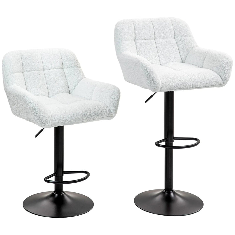 Aosom Bar Stool Swivel Adjustable Bar Stools (Set of 2) With Faux Leather and Linen Touch Fabric - Available in 5 Colours
