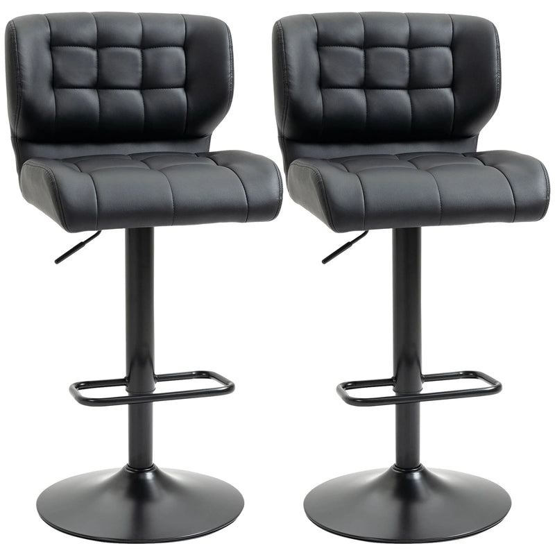 Aosom Bar Stool Swivel Faux Leather Adjustable Bar Stools (Set of 2) - Available in 6 Colours