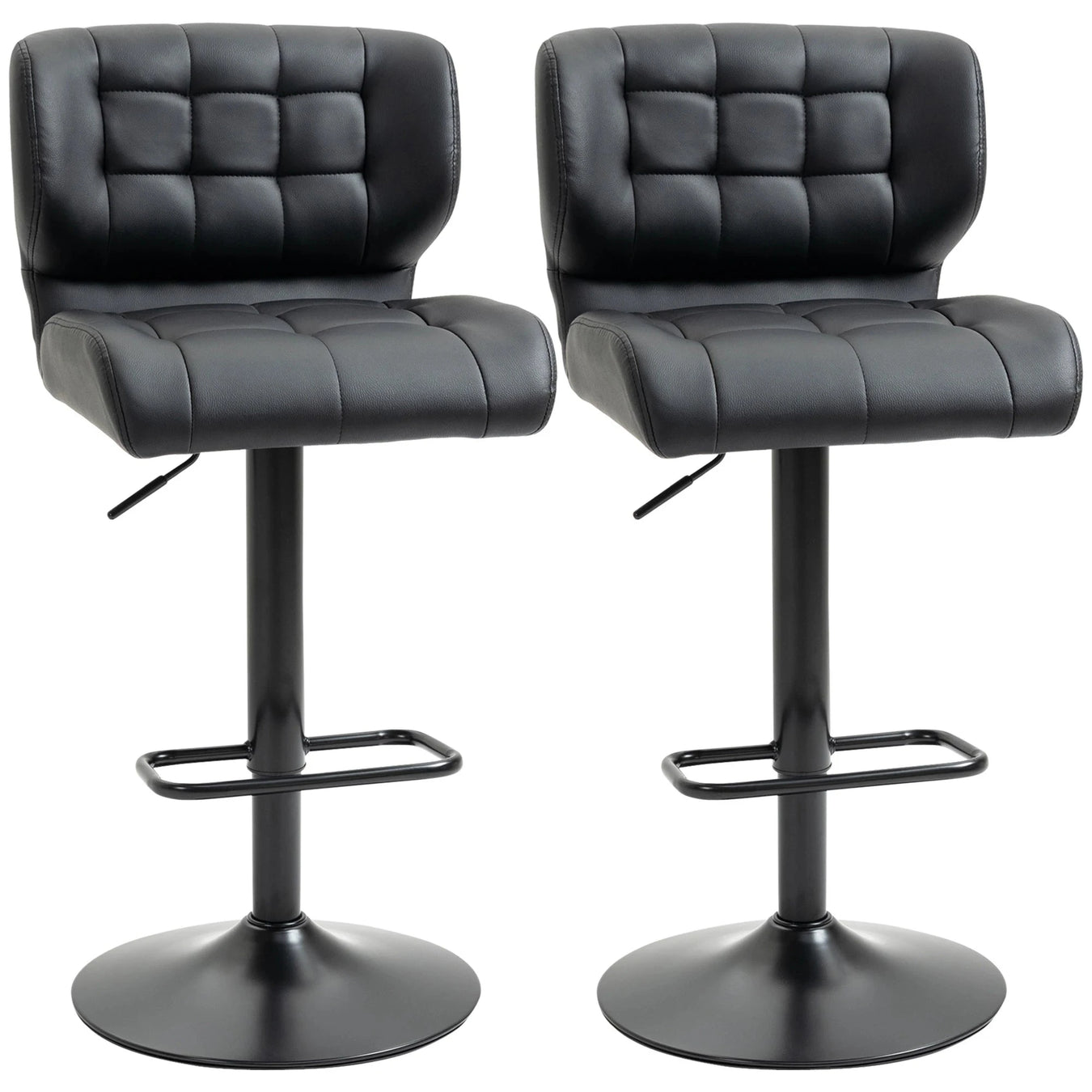 Aosom Bar Stool Swivel Faux Leather Adjustable Bar Stools (Set of 2) - Available in 6 Colours